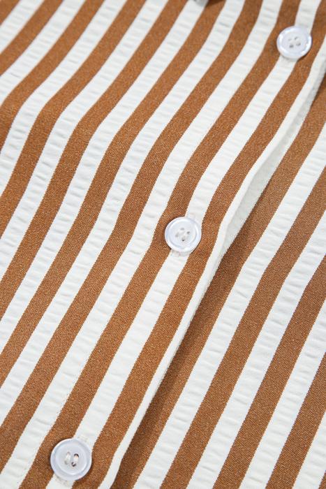 Striped Ruffle Hem Collared Mini Dress | S-XL