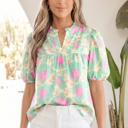  Floral Grace Bubble Sleeve Blouse | S-XL