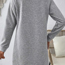  Textured Long Sleeve Side Pockets Shift Dress