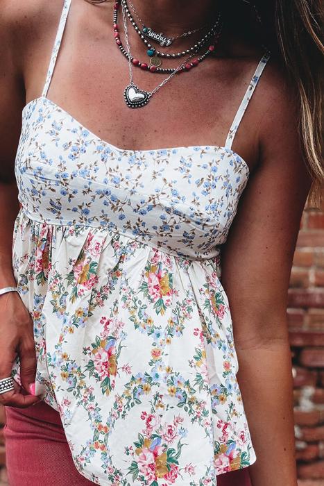 Floral Spaghetti Strap Babydoll Top | S-XL