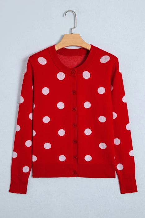 Dotline Drape Button-Front Cardigan | S-XL