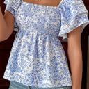 Floral Square-Neck Ruffle Sleeve Blouse | S-XL