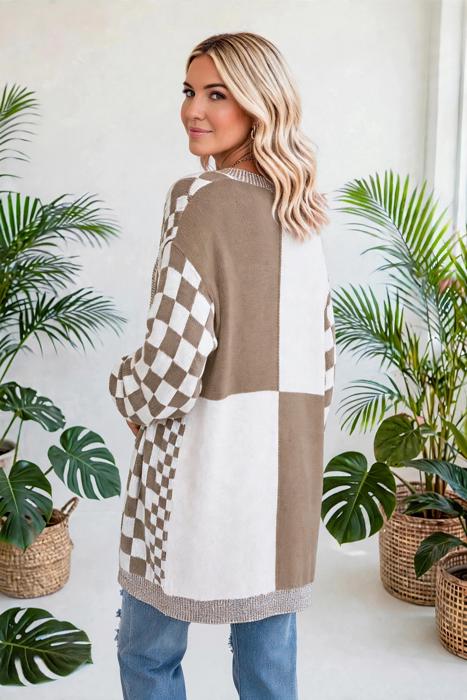 Urban Check Open-Front Cardigan | S-XL