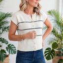  Striped Short Sleeve Button Front Cardigan | S-XL