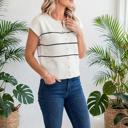  Striped Short Sleeve Button Front Cardigan | S-XL