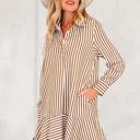  Striped Ruffle Hem Collared Mini Dress | S-XL