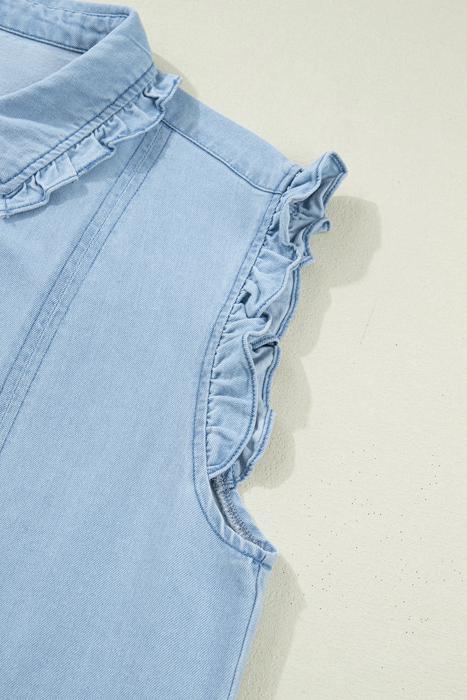 Classic Chic Ruffle Collar Denim Dress | S-XL