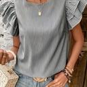  Ruffle Sleeve Stripe Round Neck Blouse | S-XL