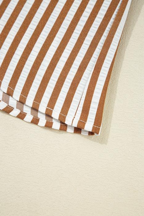 Striped Ruffle Hem Collared Mini Dress | S-XL