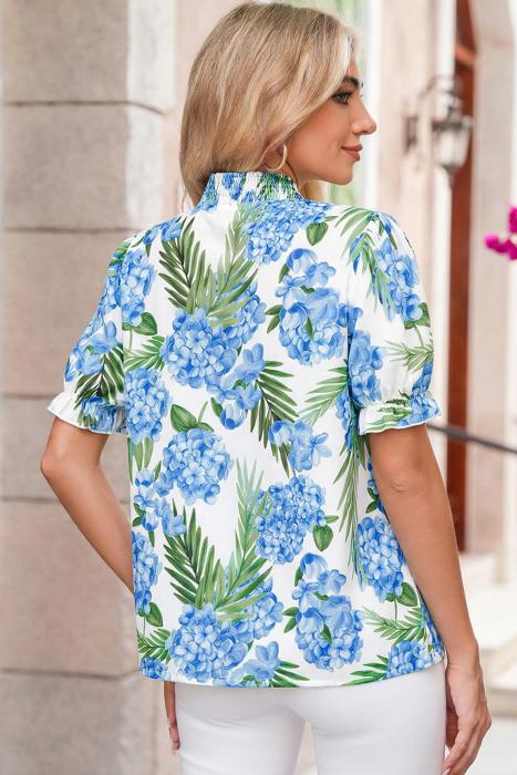 Tropical Striped Patchwork V-Neck Top | S-XL