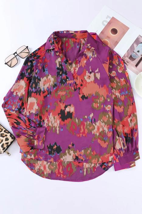 Graffiti Puff Sleeve Blouse | Free Shipping