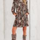  Leopard Print Ruffled Long Sleeve Mini Dress | S-XL