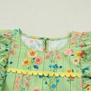  Stripe Floral Ruffle Sleeve Top | S-XL
