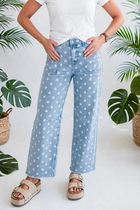 Polka Dot Slim Fit Denim Jeans