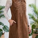  Geometric Stitch Corduroy Mini Dress | S-XL