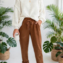  Cozy Season Babe Elastic Waist Corduroy Pants with Pockets | S-XL