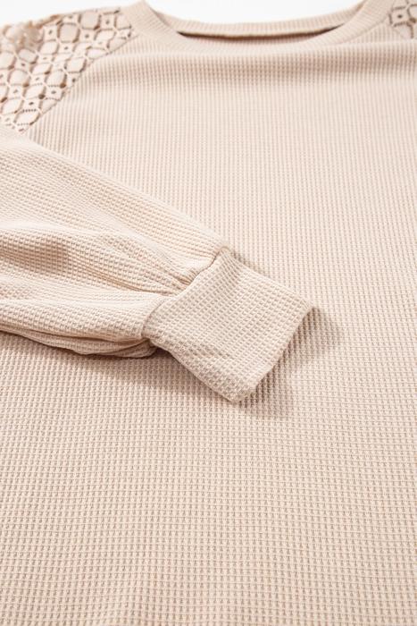 Textured Lace Sleeve Pullover | S-2XL