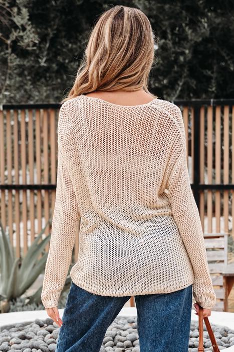 Crochet Open-Knit Sweater Top | S-XL