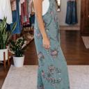  Pleated Floral High-Waist Wide-Leg Denim Jumpsuit | S-XL