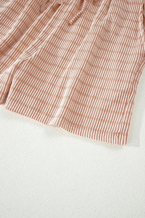Striped Ribbed Tee & Drawstring Shorts Set | S-XL