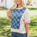  Checkerboard Denim Chic Top | S-XL