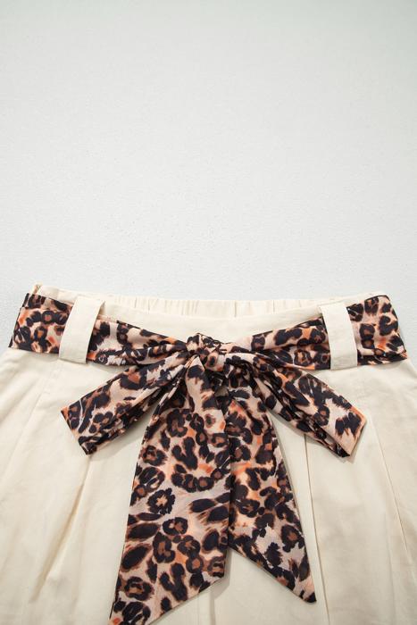 Chic Leopard Contrast Belted Shorts | S-XL