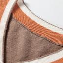  Contrast Striped Trim V Neck Varsity Light Sweater | S-XL