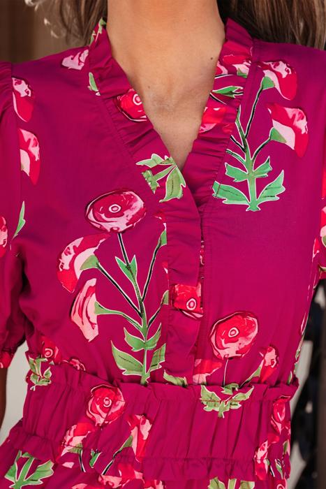 Floral Print V Neck Maxi Dress | S-XL