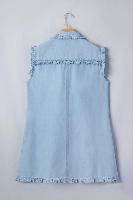 Classic Chic Ruffle Collar Denim Dress | S-XL