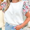  Textured Knit Abstract Print Tiered Sleeve Top | S-XL