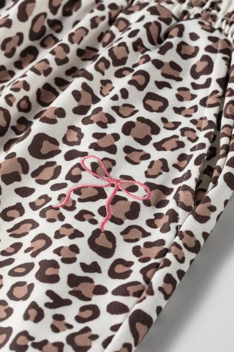 Leopard Print Embroidered Colorblock Pant Set | S-XL
