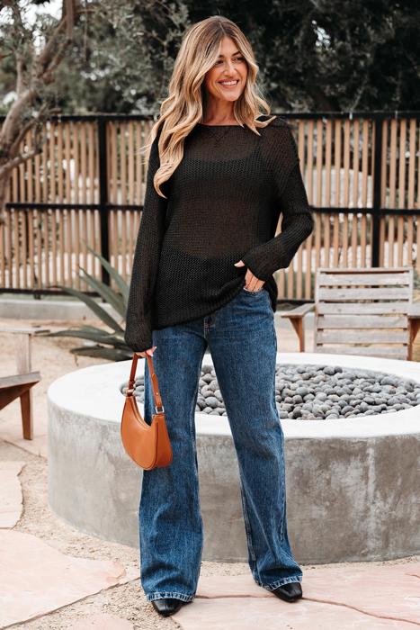 Crochet Open-Knit Sweater Top | S-XL