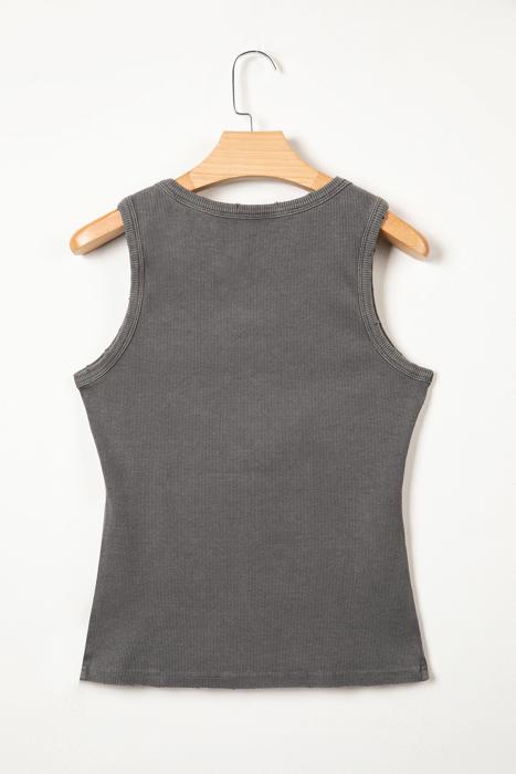 Mineral Wash Rib Knit Tank Top | S-XL