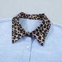  Stripe Contrast Leopard Collared Shirt | S-XL
