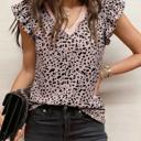  Cheetah Ruffle V Neck Loose Tank | S-XL