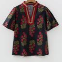  Sweet Bloom Contrast Bubble Sleeve Top  | S-XL