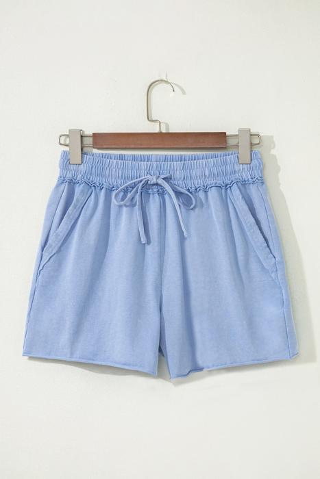 Mineral Washed Elastic Waist Shorts | S-XL