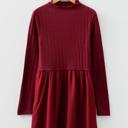  Frilled Neck Ribbed Knit Patchwork Mini Dress | S-XL