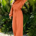  Drop Shoulder Puff Sleeve Cropped Pullover Pants Set | S-XL