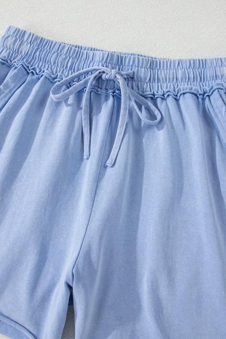 Mineral Washed Elastic Waist Shorts | S-XL