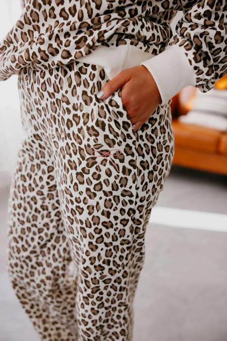 Leopard Print Embroidered Colorblock Pant Set | S-XL