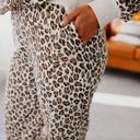  Leopard Print Embroidered Colorblock Pant Set | S-XL