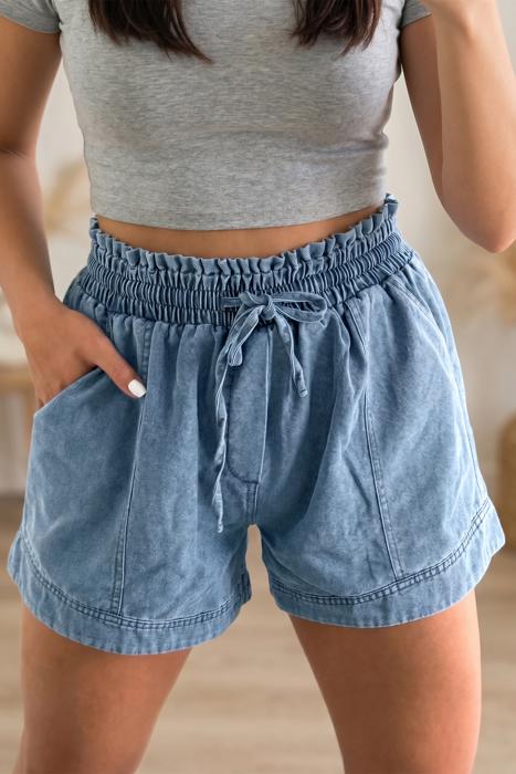 Smocked Waist Denim Shorts | S-XL