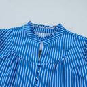  Short Puff Sleeve Stripe Ruffle Blouse | S-XL