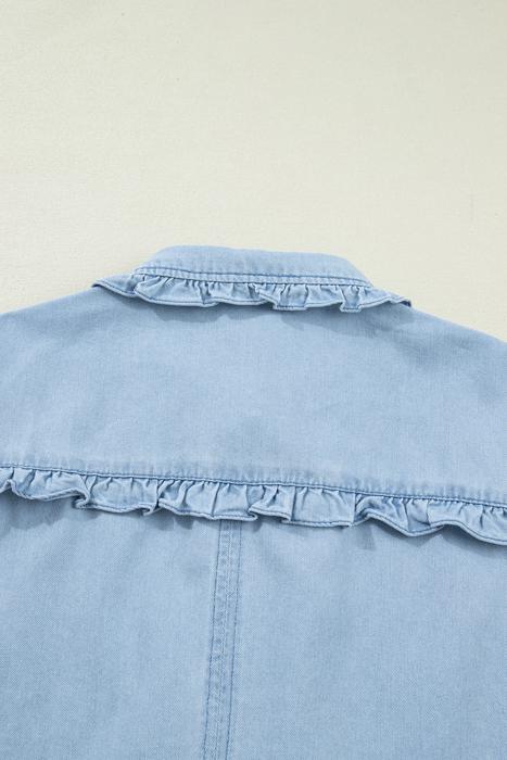 Classic Chic Ruffle Collar Denim Dress | S-XL