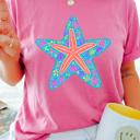  Starfish & Floral Print Relaxed Fit Tee | S-XL