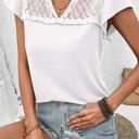  Sheer Lace Split Neck Ruffle Blouse | S-XL