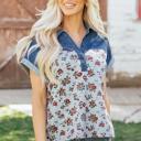  Gorgeous Retro Garden Denim Patchwork Buttoned Collar | S-XL