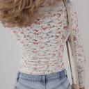  Floral Print Textured Square Neck Long Sleeve Top | S-XL