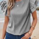  Ruffle Sleeve Stripe Round Neck Blouse | S-XL